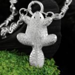 Sterling silver beaver pendant on a silver chain — handmade jewelry by Frolov Jewels (view 3)