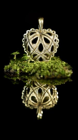 Brass heart pendant — lattice — handmade jewelry by Frolov Jewels (view 2)