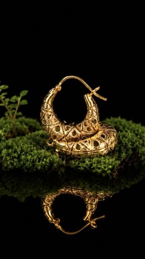 KARB. Gold-plated brass earrings — handmade jewelry by Frolov Jewels (view 2)