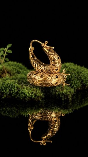 KARB. Gold-plated brass earrings — handmade jewelry by Frolov Jewels (view 3)