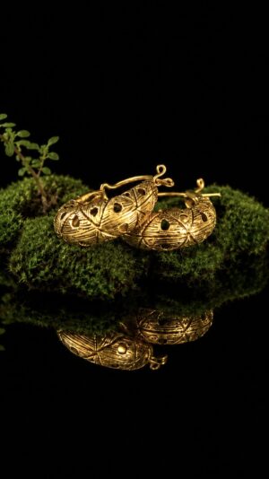 KARB. Gold-plated brass earrings — handmade jewelry by Frolov Jewels (view 4)