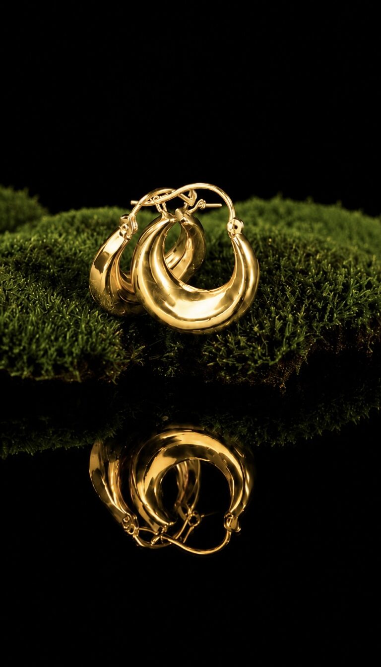 LUNA. Gold-plated brass earrings — handmade jewelry by Frolov Jewels