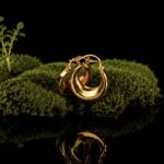 LUNA. Gold-plated brass earrings — handmade jewelry by Frolov Jewels (view 2)