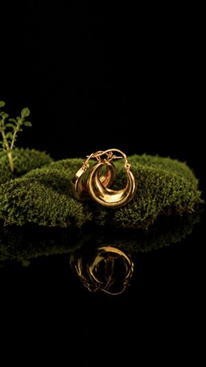 LUNA. Gold-plated brass earrings — handmade jewelry by Frolov Jewels (view 2)