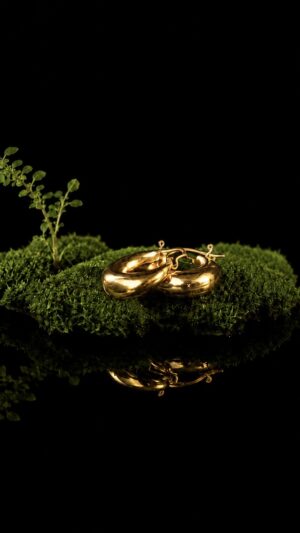 LUNA. Gold-plated brass earrings — handmade jewelry by Frolov Jewels (view 3)