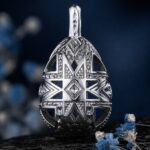 Pysanka Morning Star — rhodium-plated pendant — handmade jewelry by Frolov Jewels