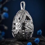 Pysanka Morning Star — rhodium-plated pendant — handmade jewelry by Frolov Jewels (view 2)