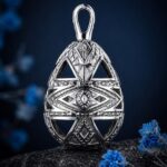 Pysanka Morning Star — rhodium-plated pendant — handmade jewelry by Frolov Jewels (view 3)