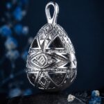 Pysanka Morning Star — rhodium-plated pendant — handmade jewelry by Frolov Jewels (view 4)