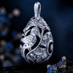 Pysanka Forest Song — rhodium-plated pendant — handmade jewelry by Frolov Jewels