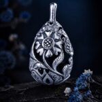 Pysanka Forest Song — rhodium-plated pendant — handmade jewelry by Frolov Jewels (view 2)