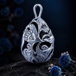 Pysanka Forest Song — rhodium-plated pendant — handmade jewelry by Frolov Jewels (view 3)