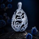 Pysanka Forest Song — rhodium-plated pendant — handmade jewelry by Frolov Jewels (view 4)