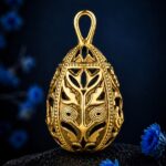 Pysanka Spring Dance — gold-plated pendant — handmade jewelry by Frolov Jewels