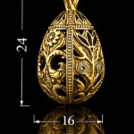 Pysanka Spring Dance — gold-plated pendant — handmade jewelry by Frolov Jewels (dimensions 24 × 16 mm)
