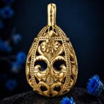 Pysanka Spring Dance — gold-plated pendant — handmade jewelry by Frolov Jewels (view 2)