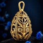 Pysanka Spring Dance — gold-plated pendant — handmade jewelry by Frolov Jewels (view 4)