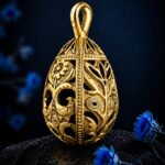 Pysanka Spring Dance — gold-plated pendant — handmade jewelry by Frolov Jewels (view 5)