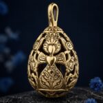 Pysanka Tree of Life — gold-plated pendant — handmade jewelry by Frolov Jewels