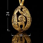 Pysanka Tree of Life — gold-plated pendant — handmade jewelry by Frolov Jewels (dimensions 24 × 16 mm)