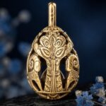 Pysanka Tree of Life — gold-plated pendant — handmade jewelry by Frolov Jewels (view 3)